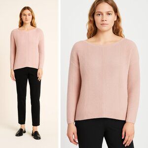 NWT Eileen Fisher Bateau Merino Wool Sweater Pink Rose Quiet Luxury Size XS